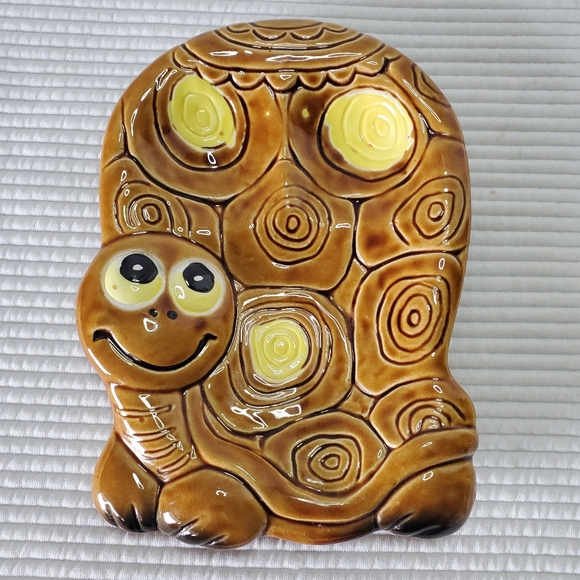Turtle Dish Vintage 7.5"x5" Ceramic Painted Trinket Candy MCM Anthropomorphic - Picture 1 of 10